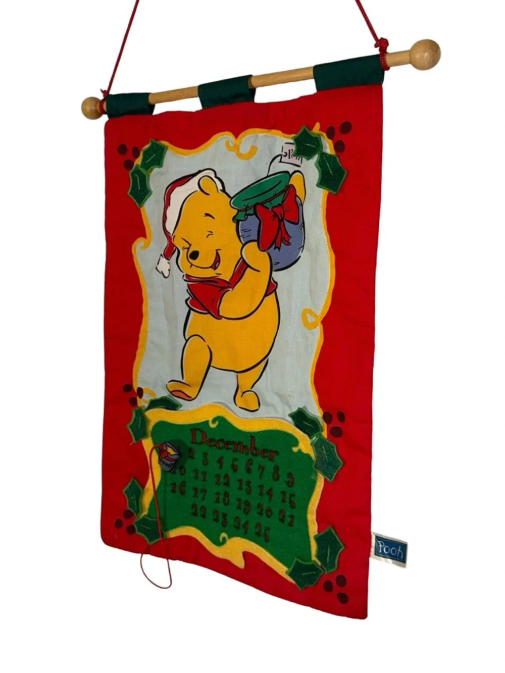 Vintage Disney Winnie the Pooh Christmas Countdown Advent Wall Hanging Calendar
